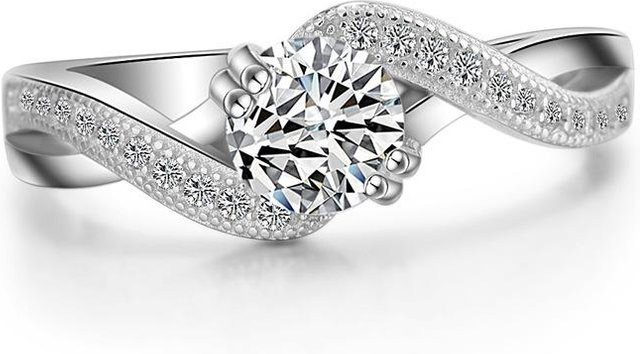 Verlobungsring Weißgold, Diamant, Zirkonia, Damen - Bild 1