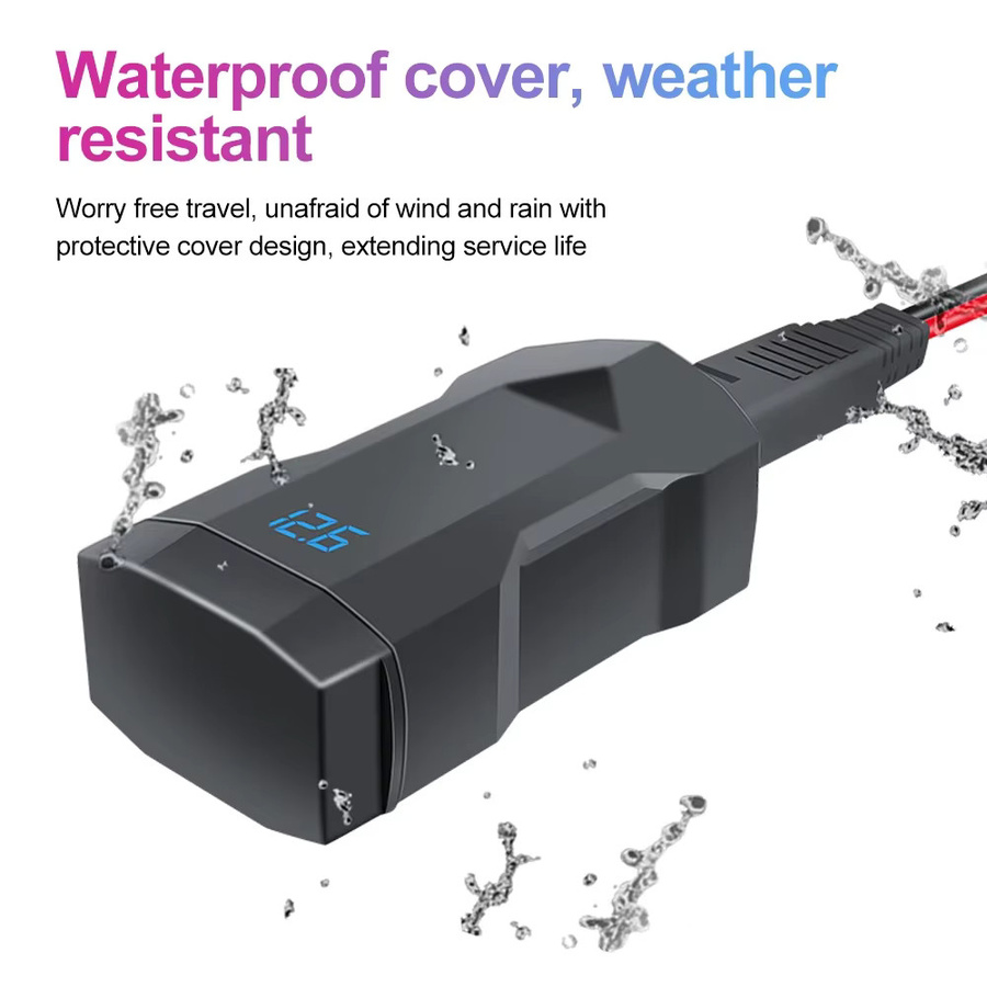 KEBIDUMEI 48W Motorrad-Handy-Ladegerät mit PD+QC3.0, wasserdichtes Lenker-Ladegerät mit USB-C und digitalem Voltmeter-Display in Schwarz - Bild 5