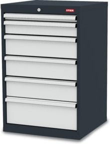 STIER Schubladenschrank aus Stahl mit 6 Schubladen, Farbe: Grau, B/T/H: 60,0 x 57,5 x 92,0 cm - Bild 1