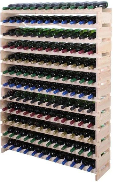 PROREGAL Weinregal VINOTECA FLEX aus massivem Kiefernholz, Natur unbehandelt, braun, H x B x T: 163 x 123 x 28 cm, Platz für 144 Flaschen auf 12 Ebenen - Bild 1