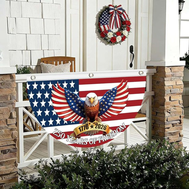 AFYPRTY Patriotische USA Halbflagge zum 250. Jubiläum des Unabhängigkeitstages 1776-2026 in Rot und Weiß, Rechteckige Textil-Hängeflagge - Bild 1