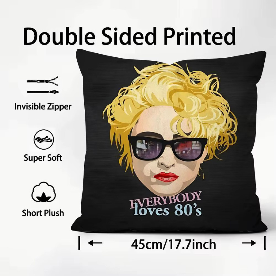 Singer Madonna Kissenbezug-Set, 4-teilig, Weiß, Dekorativ für Sofa und Heimdekoration, B/T/H: 50 x 50 cm, 45 x 45 cm, 40 x 40 cm - Bild 6