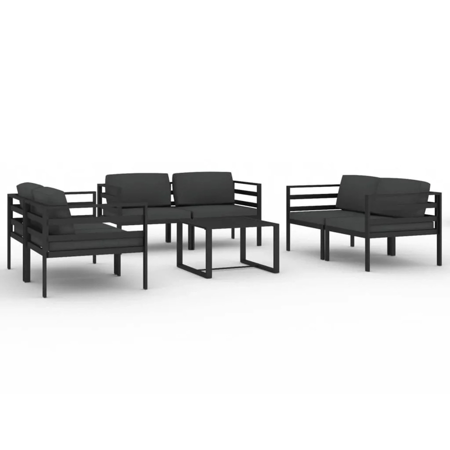 vidaXL 7-tlg Garten-Lounge-Set Modell 4 aus Aluminium in Anthrazit mit Polsterkissen und Tisch - Bild 2