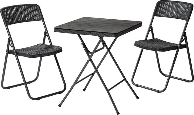 Viva Domo Sitzgruppe in Rattanoptik mit Tisch und 3 Stühlen, Schwarz - Bild 1
