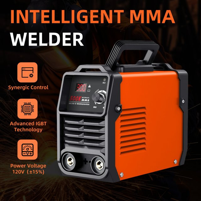 Podofo MMA300 Tragbares Elektrisches Schweißgerät mit IGBT Inverter und Digitalanzeige, Orange, B/T/H: 25,0 x 18,0 x 10,8 cm - Bild 1