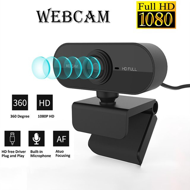 Mini-Webkamera Full HD 1080P mit Mikrofon und USB-Anschluss in Schwarz für Laptop und Desktop - Bild 1