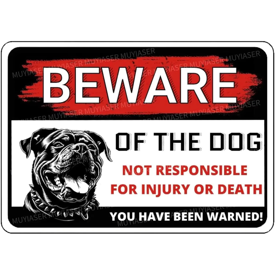 HELLOYOUNG Aluminiumschild Beware of The Dog – Rottweiler Gartenwarnung für Zaun und Hof, Weiß - Bild 5