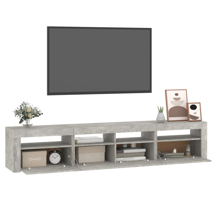 vidaXL TV-Schrank mit LED-Beleuchtung in Betongrau, B/T/H: 210 x 35 x 40 cm - Bild 2