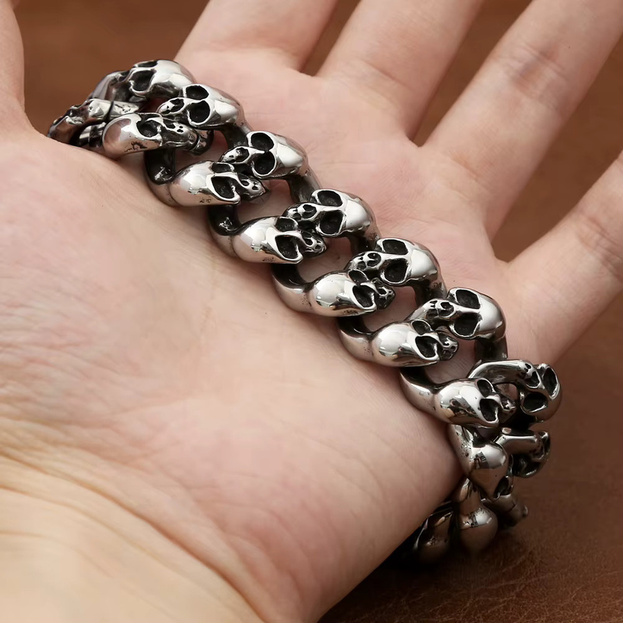 NORTHMAN Armband, Edelstahl, Schädel Kopf, Herren, Silber - Bild 3
