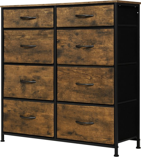 WOLTU Sideboard als Kleiderschrank und Schubladenschrank mit 8 Stoffschubladen in Vintage Brown für Wohnzimmer, Schlafzimmer oder Flur - Bild 1