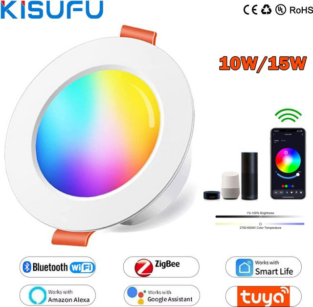 KISUFU Smart LED Einbau Downlight dimmbar mit WiFi Zigbee Bluetooth kompatibel mit Alexa und Google 15W - Bild 1