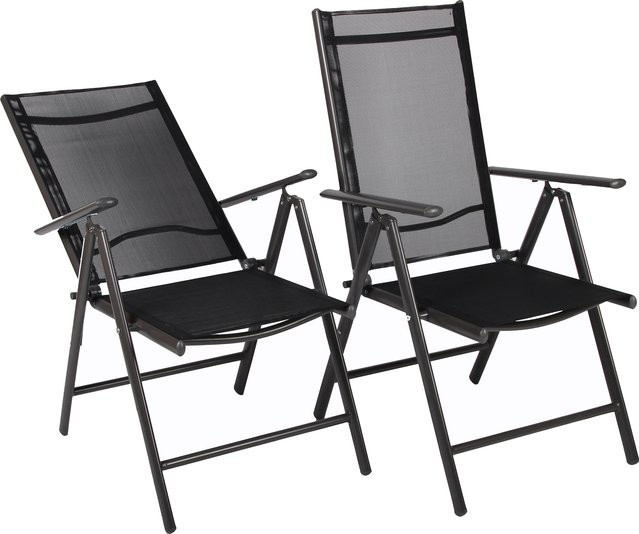 VCM 2er Set klappbare Gartenstühle aus Aluminium mit Textilene in Anthrazit, H: 105 cm, B: 56 cm, T: 65 cm - Bild 1