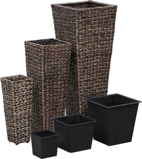 vidaXL Garten-Hochbeete aus Wasserhyazinthe mit Stahlrahmen, 3-teilig, Dunkelbraun - Bild 1