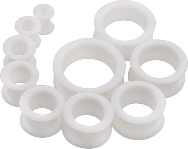 Ohr Tunnel Stecker Silikon, Weiß, Unisex, 3-38mm - Bild 1