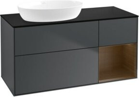 V&B Waschtischunterschrank Finion mit Wandbeleuchtung, Breite: 120 cm, Tiefe: 50,1 cm, Höhe: 50,1 cm, lackiert, matt dunkelblau - Bild 1