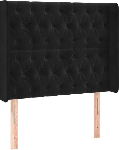 vidaXL LED Kopfteil in Schwarz aus Samt mit USB-Ladeport und integrierter Beleuchtung, B/H: 93 x 118/128 cm, Tiefe: 16 cm - Bild 1