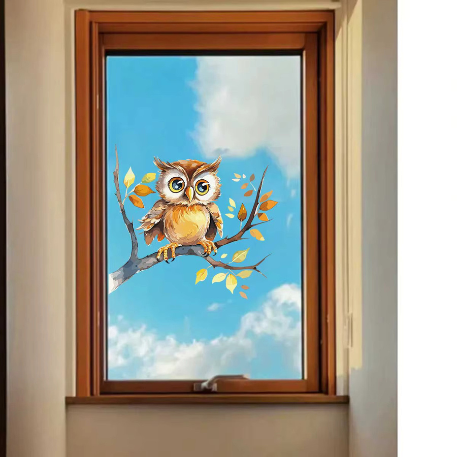 BRUP PVC-Fensteraufkleber für Kinderzimmer mit Eule und Baumzweig Motiv, abnehmbare Glasdekoration für dein Schlafzimmer - Bild 4