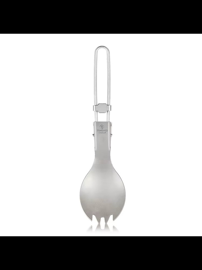 TOMSHOO Titan Faltbarer Spork in Silber, faltbares Campingbesteck für Outdoor und Wandern - Bild 4