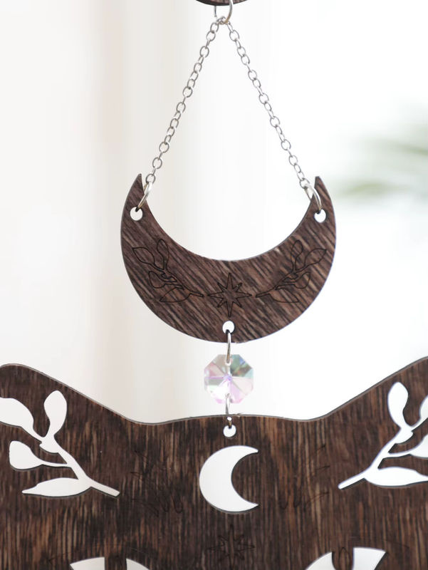 Artilady Wandbehang aus Holz mit Katzen-Design und Mondphasen im Boho Mystic Stil - Bild 4