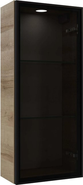 Pelipal Vitrinenschrank Quantum 05 Riviera Eiche quer mit Rauchglas und LED-Beleuchtung, Breite: 30 cm, Höhe: 170 cm - Bild 1