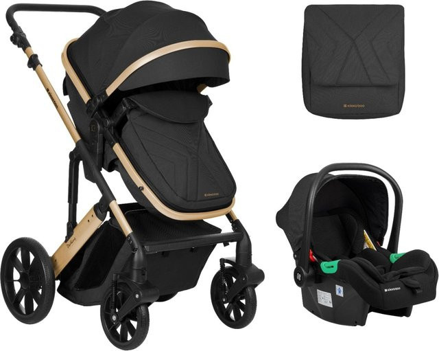 Kikkaboo Kinderwagen Darling 3 in 1 Kombi mit Sportsitz, Autositz und Wickeltasche in Schwarz - Bild 1