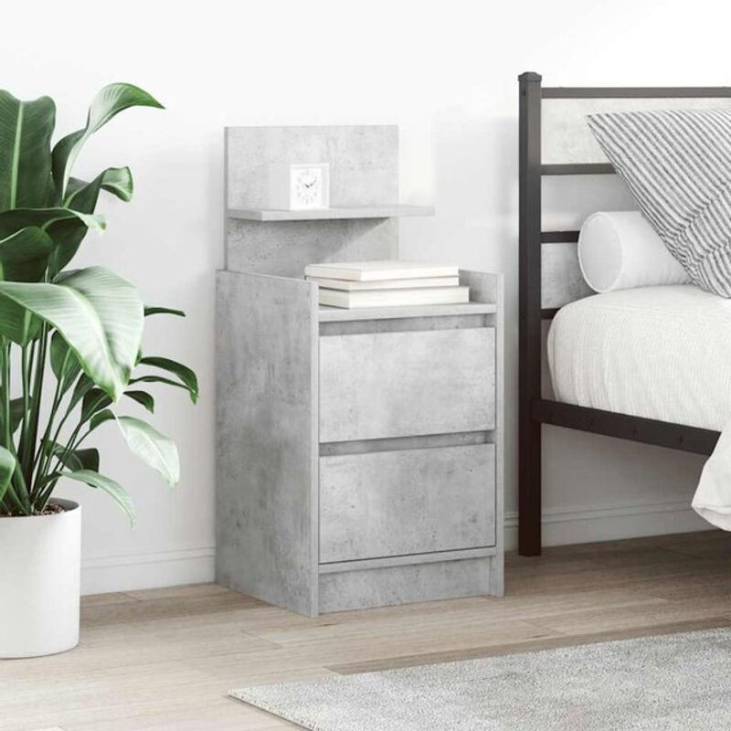 Vidaxl Set aus 2 modernen Nachttischen mit 2 Schubladen in Grau, B/T/H: 38 x 34 x 80 cm - Bild 1
