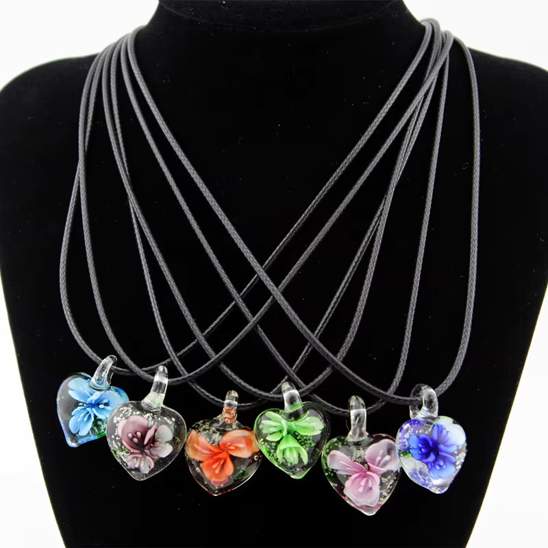 weyena Halskette, Glas, Herz, Blume, Bunt, Damen - Bild 2