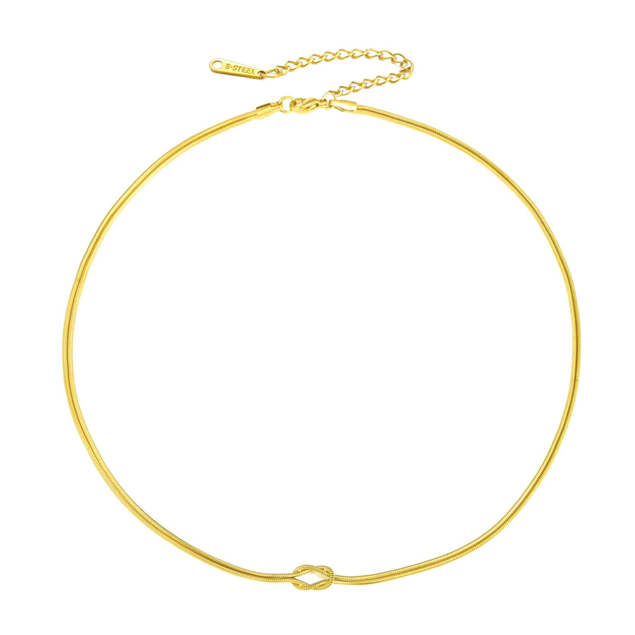 cazador Halskette Liebesknoten-Doppel-Schlangenkette, Edelstahl, Gold, Damen - Bild 3