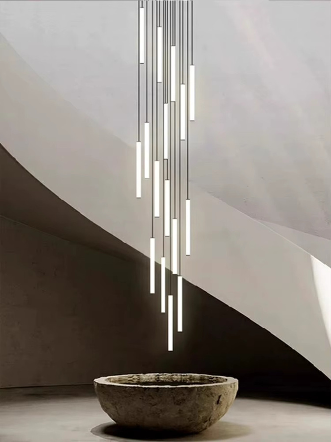 VIGOUS Nordic Villa Kronleuchter für Treppen als hängende Loft-Lampe in Weiß mit warmweißem Licht - Bild 2