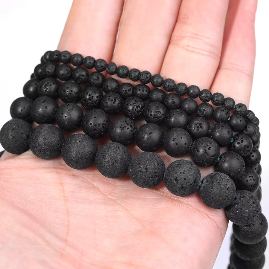 SANSWL Perlen, schwarze Lava, rund, 6 mm, 8 mm, 10 mm - Bild 6