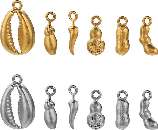 Charms Lebensmittel Anhänger Edelstahl, Cartoon Erdnüsse Aubergine - Bild 1