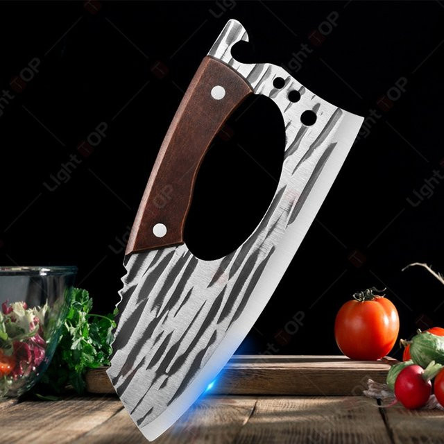 WXCOO Handgefertigtes Edelstahl-Fleischermesser aus geschmiedetem Stahl in Silber mit Holzgriff zum Entbeinen, Schneiden von Gemüse und Obst - Bild 1