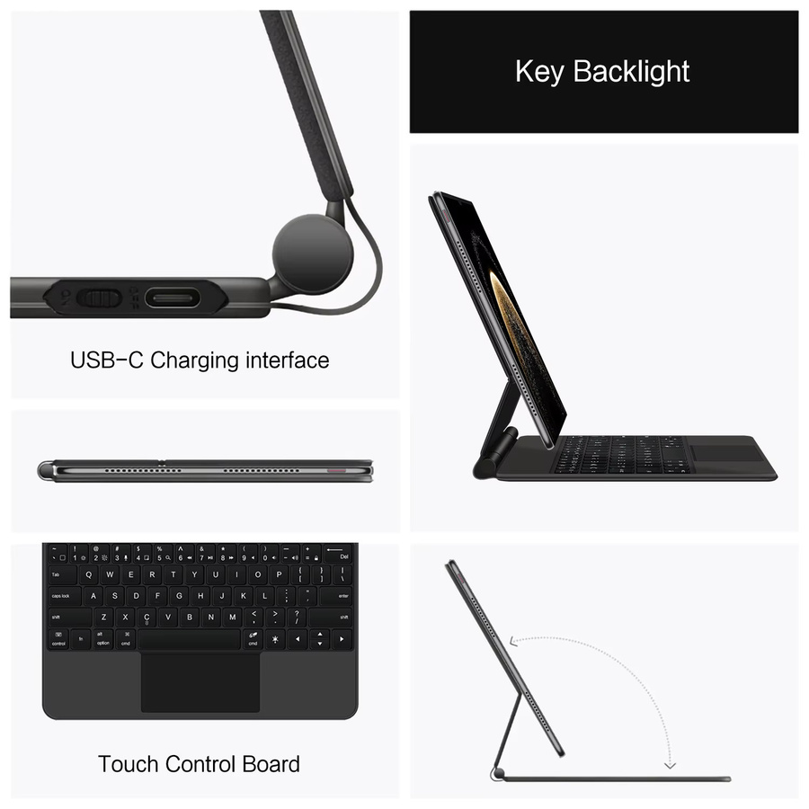 Huawei Magic Keyboard für MatePad Pro 13.2 in Schwarz mit Beleuchtung, Touchpad und schwebendem Design - Bild 3