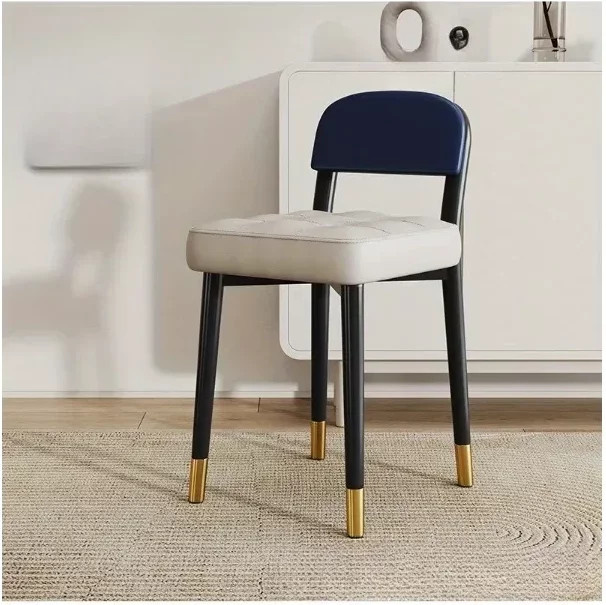 LIUSHADUOLA Stapelbarer Schminkstuhl aus Kunstleder in Blau, minimalistisches Design für Schlafzimmer und Balkon - Bild 1