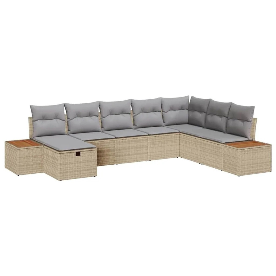 vidaXL Gartensofa-Set aus Poly-Rattan in Beige mit Kissen und integriertem Stauraum - Bild 2
