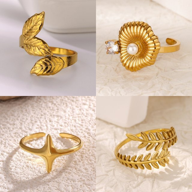 HPTOTMG Ring, 18 Karat vergoldet, Zirkonia, Damen, minimalistisch - Bild 1