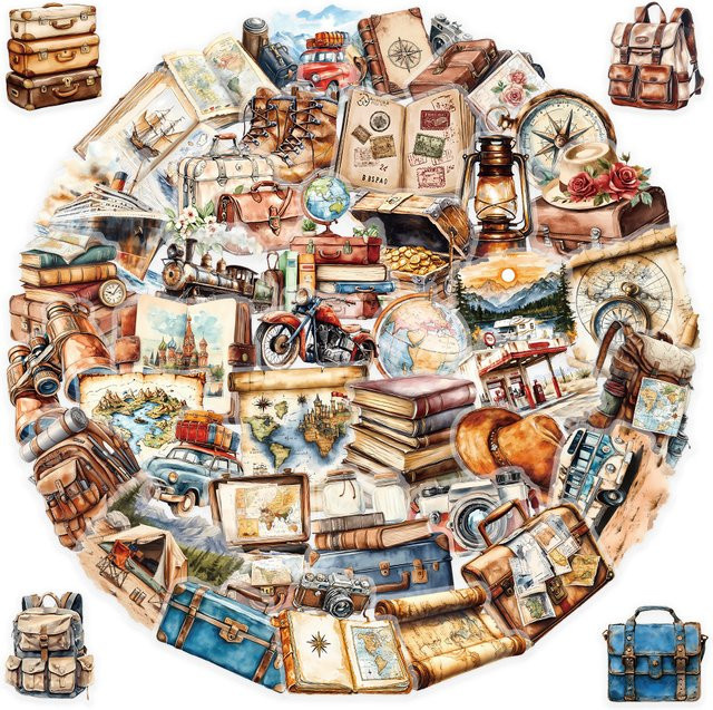 50 Stück Retro-Reise-Aufkleber im Vintage-Stil für dein Tagebuch und Scrapbook DIY-Dekoration von BulingBulingStickers Store in Multicolour - Bild 1