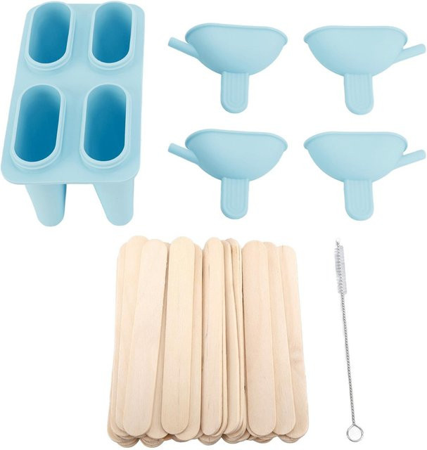 CosyHome Eisform aus Silikon mit 50 Stielen für DIY Eis am Stiel in Rosa und Blau - Bild 1