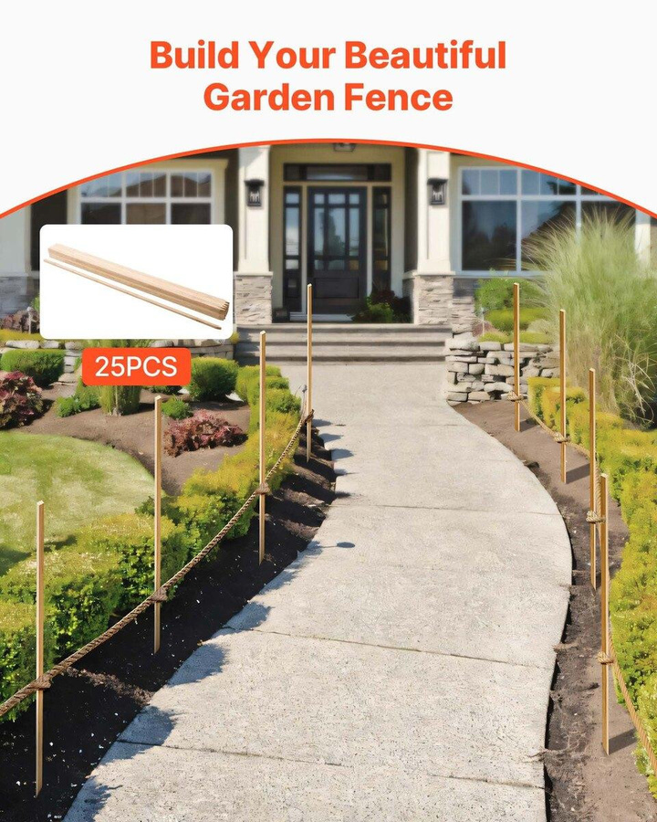 25 Stück Holz-Gartenpfähle von Buying Solutions MB aus Tannenholz in Braun, Pflanzstützpfähle und Vermessungs-Markierungspfähle mit spitzer Spitze, B/T/H: 1,75 x 1,27 x 121,92 cm - Bild 4