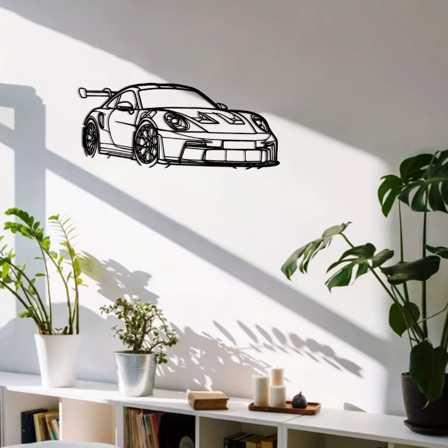 DDPNKL Supercar Metall-Wandkunst moderne Rennwagen-Umrissskulptur aus Eisen in Schwarz, B: 40,01 cm, H: 40,01 cm - Bild 3