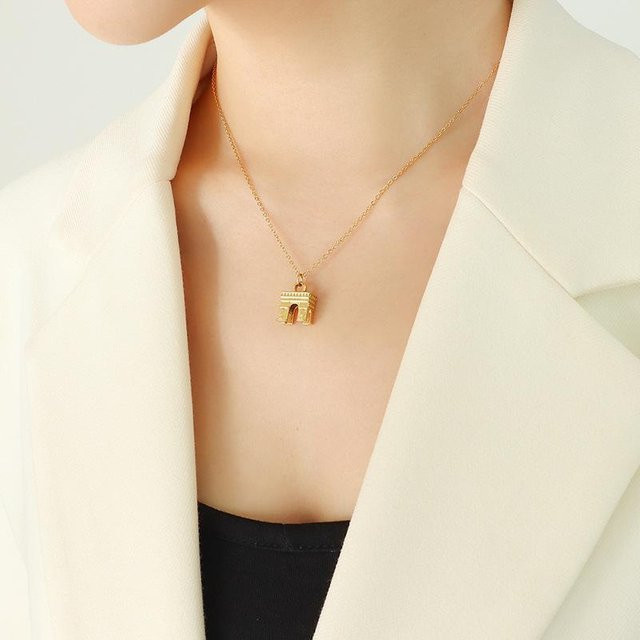Lucky Star Jewelry Halskette Edelstahl, vergoldet, Arc de Triomphe-Anhänger, Damen - Bild 1