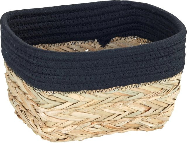 Wenko Aufbewahrungskorb Rika aus geflochtenem Borstengras, Schwarz, B: 20 cm, T: 13 cm, H: 15 cm - Bild 1
