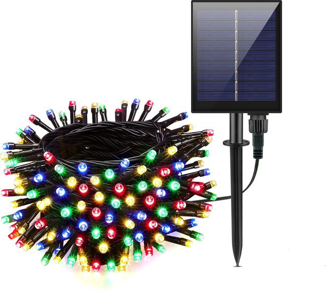 Lcamaw Solar LED-Lichterkette für den Außenbereich, RGB Multicolour, Wasserdicht mit 8 Beleuchtungsmodi, Schwarz - Bild 1