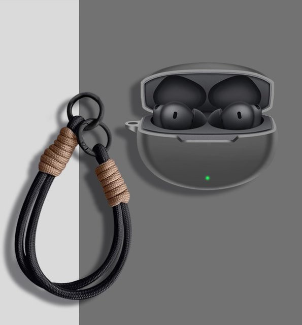Stoßfeste Silikon-Kopfhörerhülle für OnePlus Buds 4 in Grün mit Trageband - Bild 1