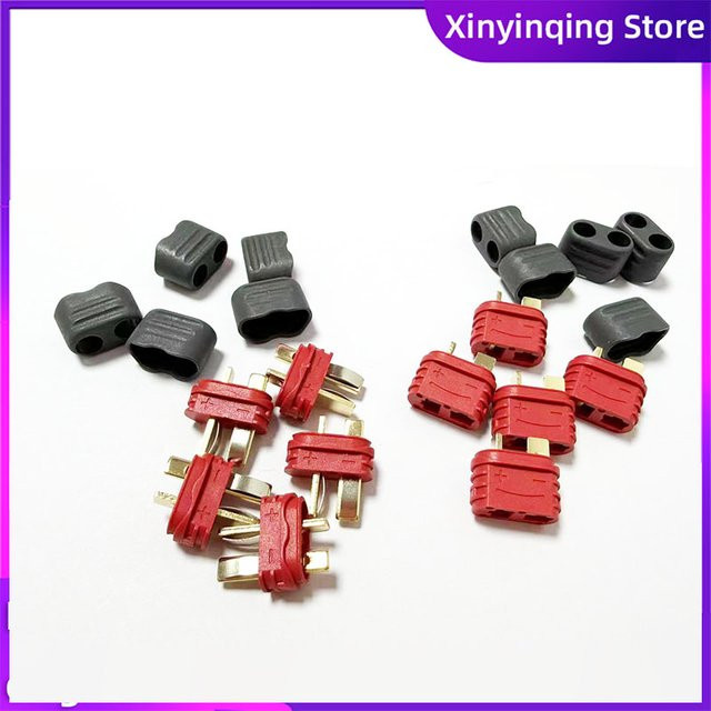 Amass AM-1015E Deans T-Stecker Set mit Abdeckung, 10 Stück, Männlich und Weiblich, Rot, für RC Batterien - Bild 1