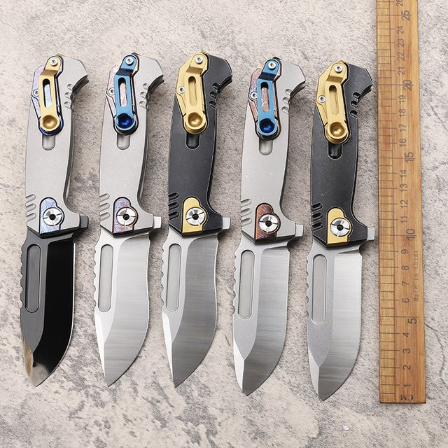XIANGZUO Klappmesser mit Titanlegierung und 10CR15MOVCO Stahlklinge für Outdoor, Camping und EDC - Bild 1