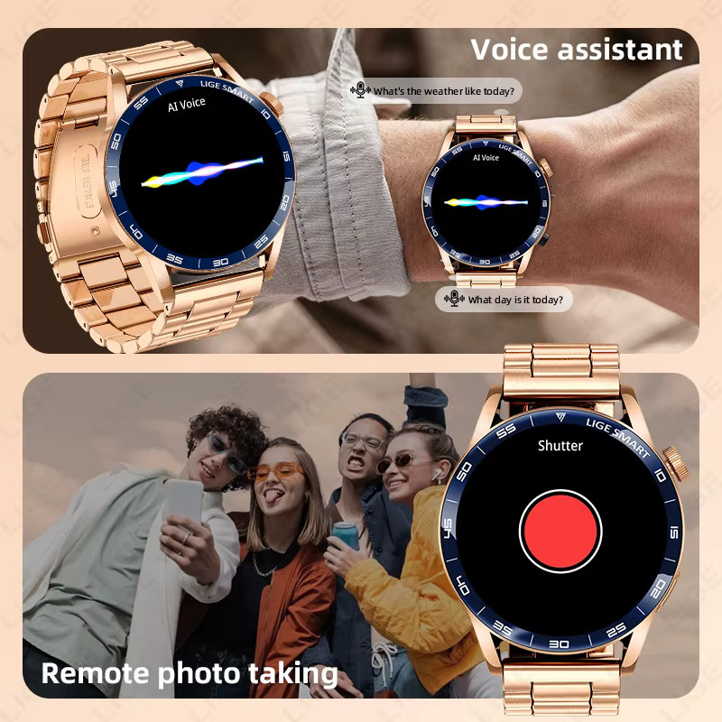 LIGE Smartwatch, Edelstahl, Schwarz, Herren - Bild 4