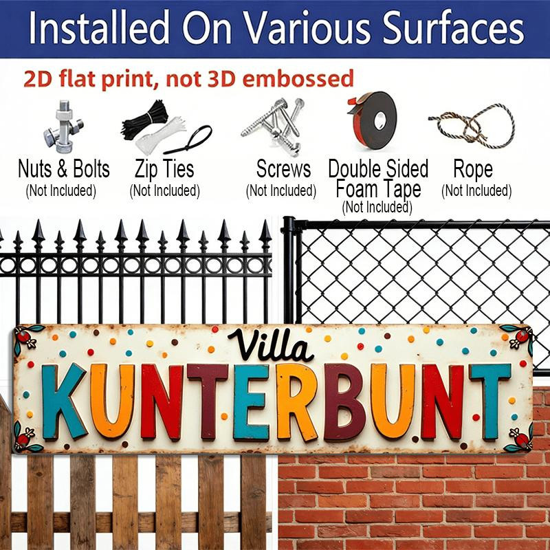 Drasawee Aluminium Dekoschild Bauernhaus-Stil Villa Kunterbunt Wanddekoration Multicolor B: 40 cm, H: 10 cm - Bild 4