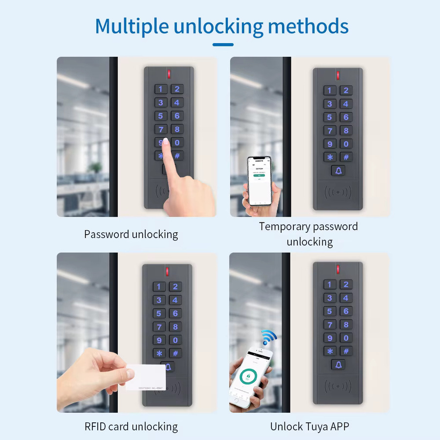 Asia-Teco Biometrisches RFID-Zutrittskontrollsystem mit Tuya App WLAN-Steuerung und Wiegand Tastatur für 12V-24V Standalone-Türsicherheit - Bild 3