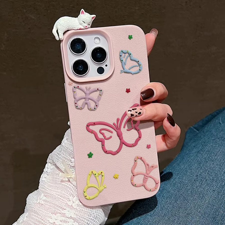 Bunte Silikonhülle mit Schmetterlings-Design für dein iPhone, stoßfest und weich, mehrfarbig - Bild 4